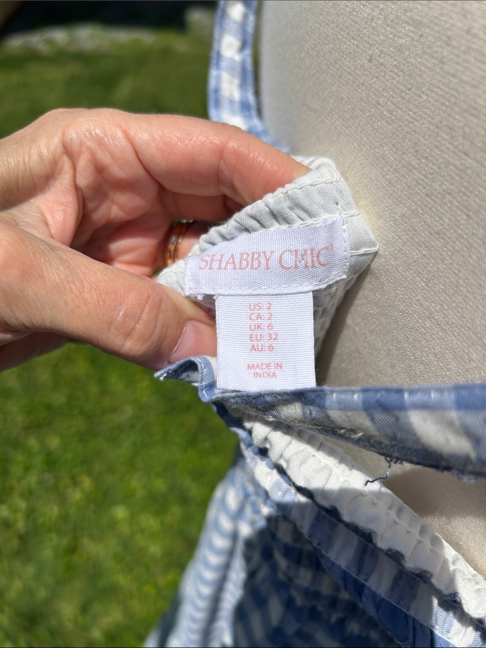 Shabby Chic Blue Gingham Button-Front Sundress Size 2 - Picture 8 of 13